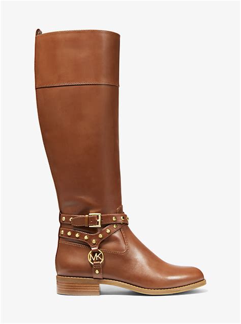 michael kors preston boots wide|Preston Studded Leather Boot .